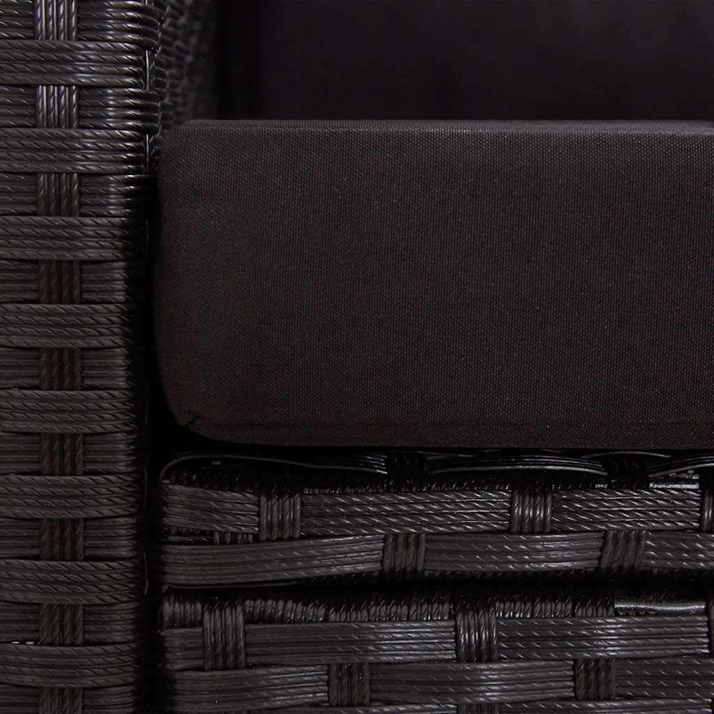 vidaXL Sofá de Jardín 2 Plazas y Cojines Asiento Patio Piscina Balcón Tumbona Salón al Aire Libre Exterior Cómodo Ratán Sintético Negro 124 cm