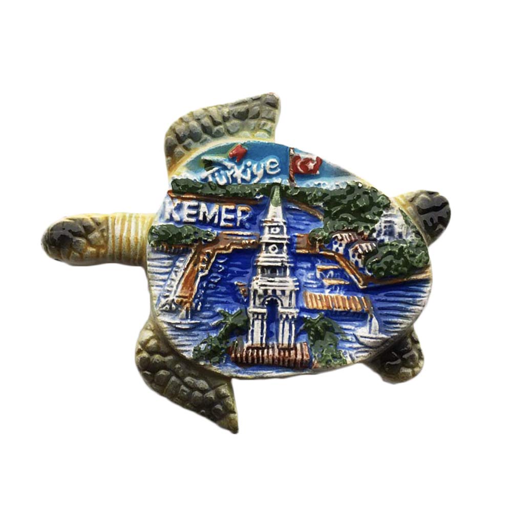 Magnete Da Frigorifero 3D A Forma Di Tartaruga – Souvenir Turistico Della Turchia (Kemer), In Ceramica, 9x8 Cm, Decorazione Casa - 2