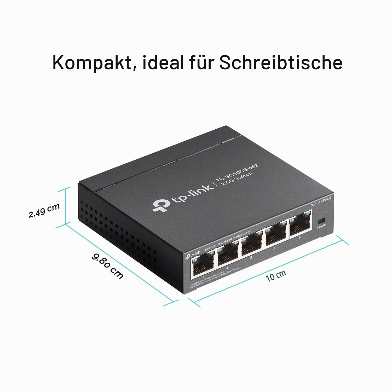 TP-Link TL-SG105S-M2 | 5-Port 2,5G Multi-Gigabit Unmanaged Netzwerk-Switch, Ethernet-Splitter, 2,5 G Bandbreite, Plug & Play, Desktop-/Wandmontage, lüfterloses Metalldesign, begrenzter lebenslanger | Ethernet-Splitter, Plug & Play, Desktop/Wandhalterung,