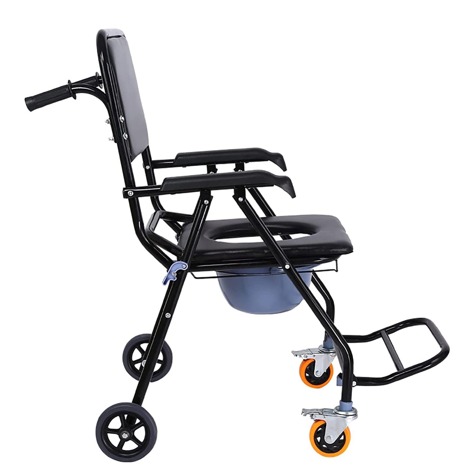 BHGFYXBS Commode Chair For Toilet, 4 In 1 Commode Chair/With Wheeled Toilet Chair/Wheelchair Shower Transport Chair/Bathroom Bath Stool Mobile Toilet Elderly Disabled Person,