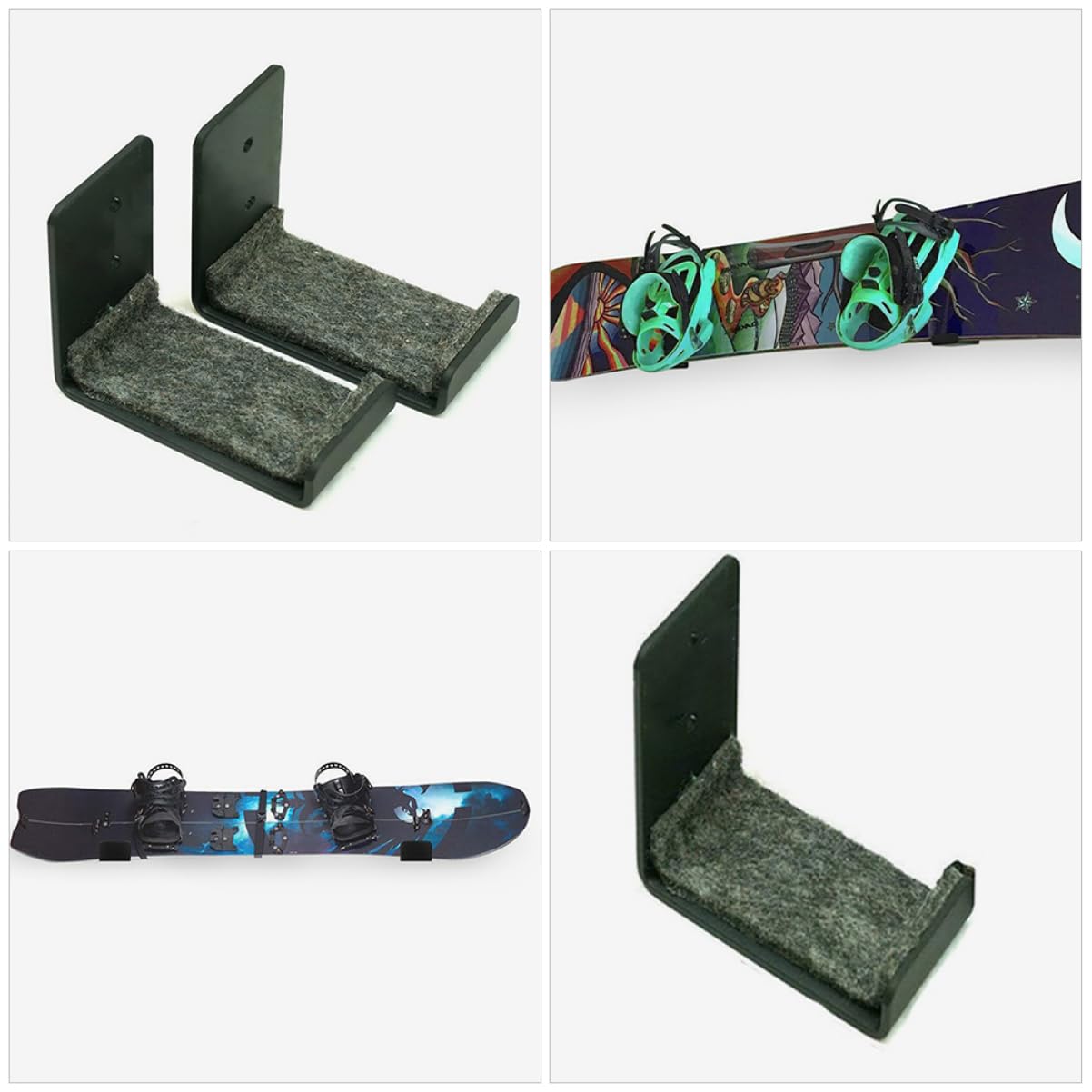 GOOHOCHY 2Pcs Snowboard Wall Mount Holder Ski Board Display Rack Compact Storage for Home Garage Ski Resorts Durable Design for All Snowboard