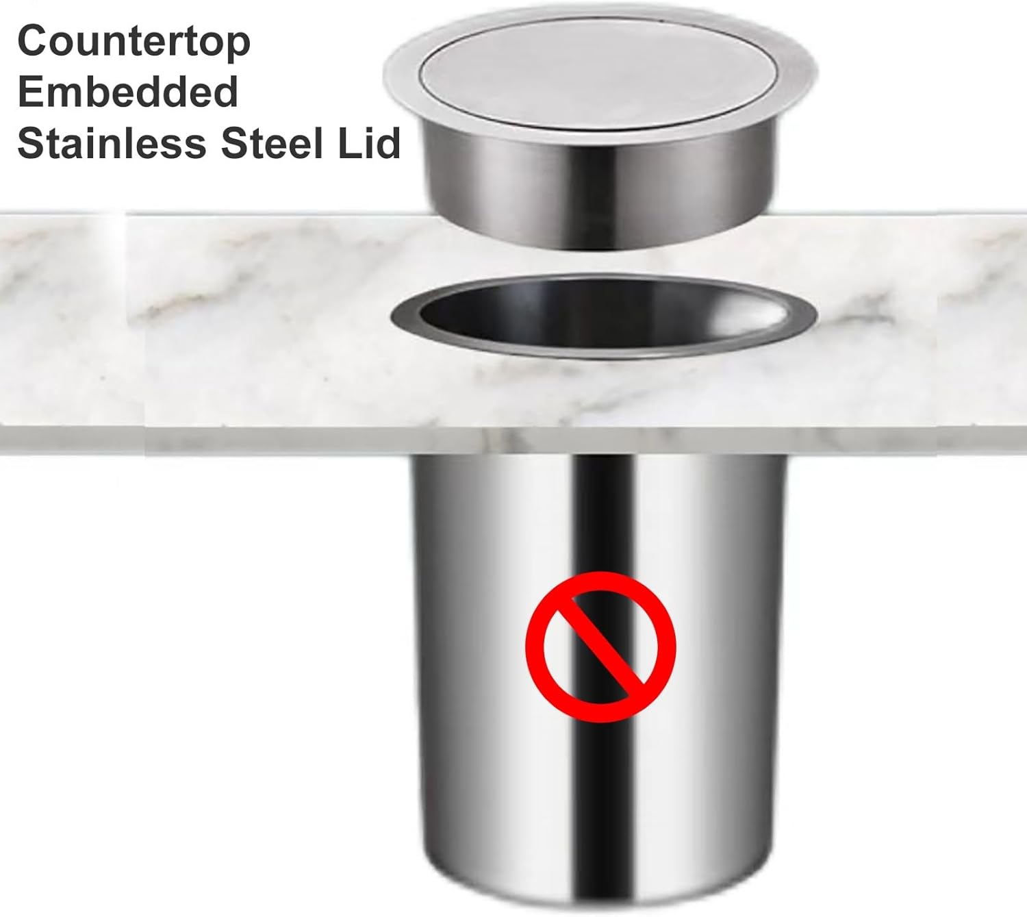 Countertop Trash Can Lid Round, Trash Can Cover Only, Stainless Steel Bin Lid, Garbage Bin Cover Replacement(29x29cm/11.5x11.5in)