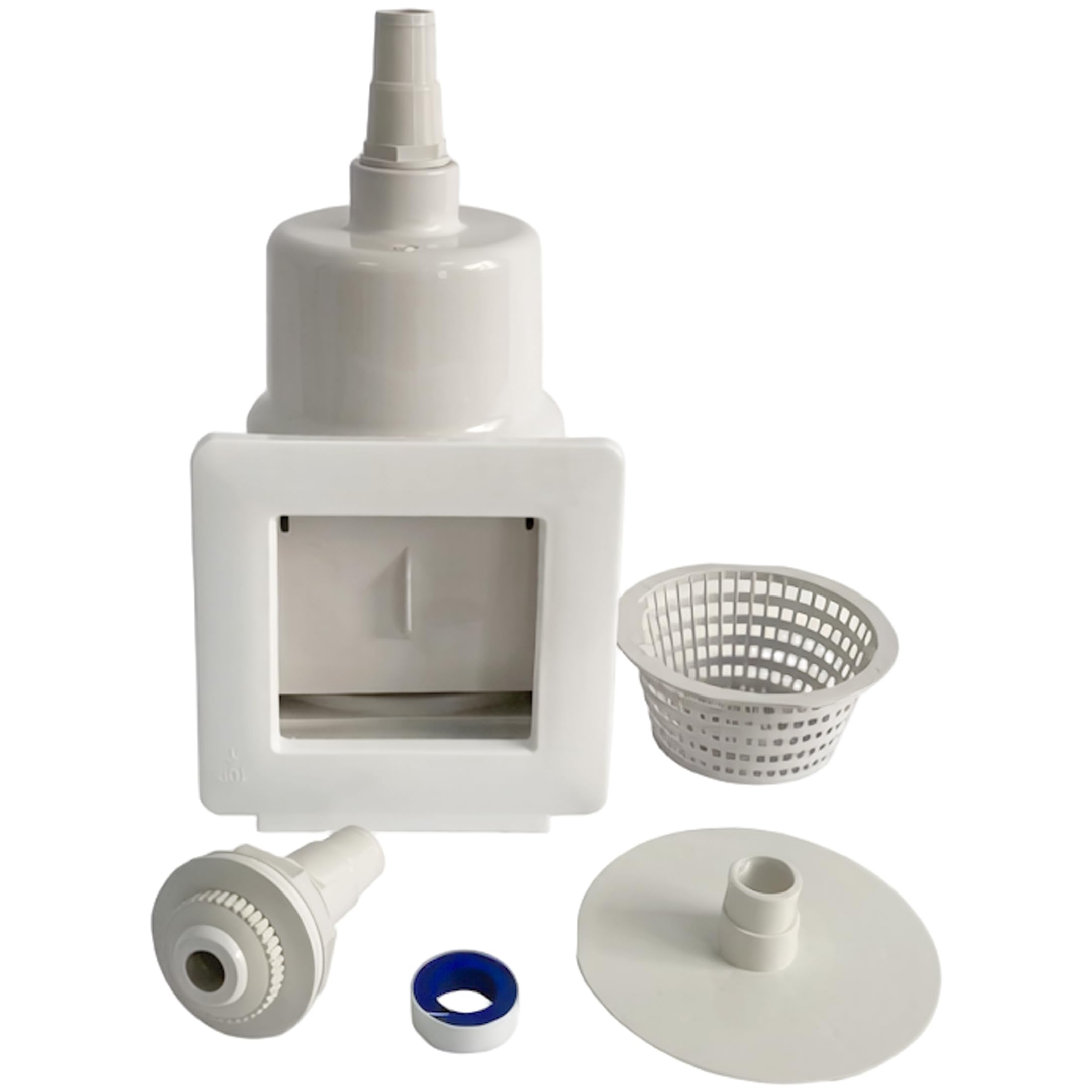 Kit Skimmer per Piscina Fuori Terra, Skimmer a Parete Passante in plastica per Piscina Fuori Terra - Sostituzione, Bianco.