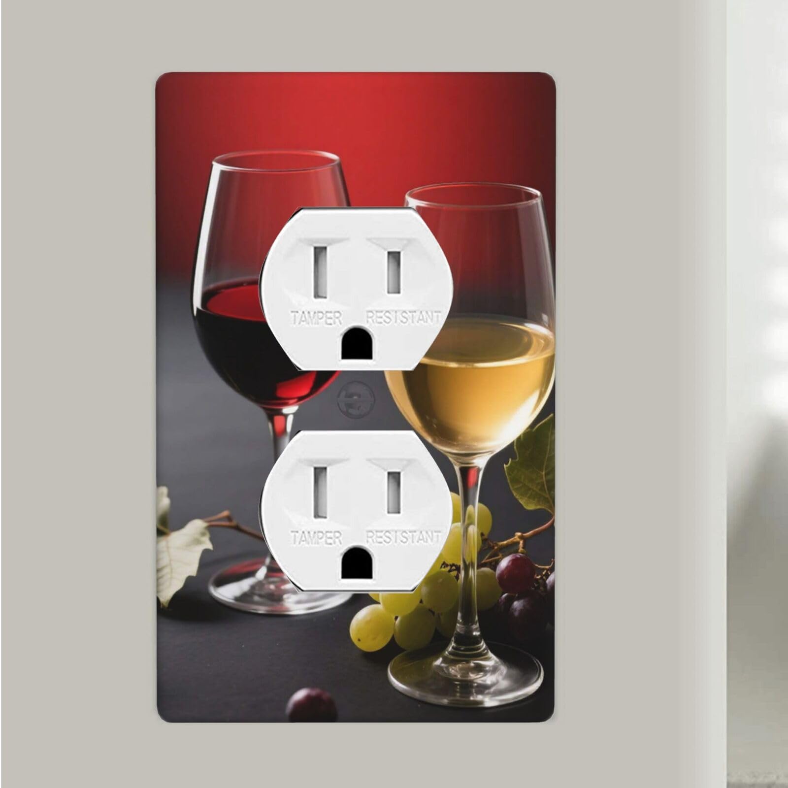 Wine Glasses Duplex Outlet Covers Wall Plates 1-Gang Switch Outlet Electrical Cover Plate Unbreakable Polycarbonate Switchplate Cover Faceplate For Bathroom Kitchen Home Decor