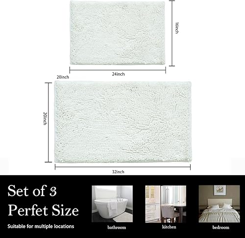 Miniatura 5 de AINAHYVA Juego de 2 tapetes de baño de chenilla, superabsorbentes, parte trasera antideslizante de PVC, tapetes de baño para baño, felpa peluda,