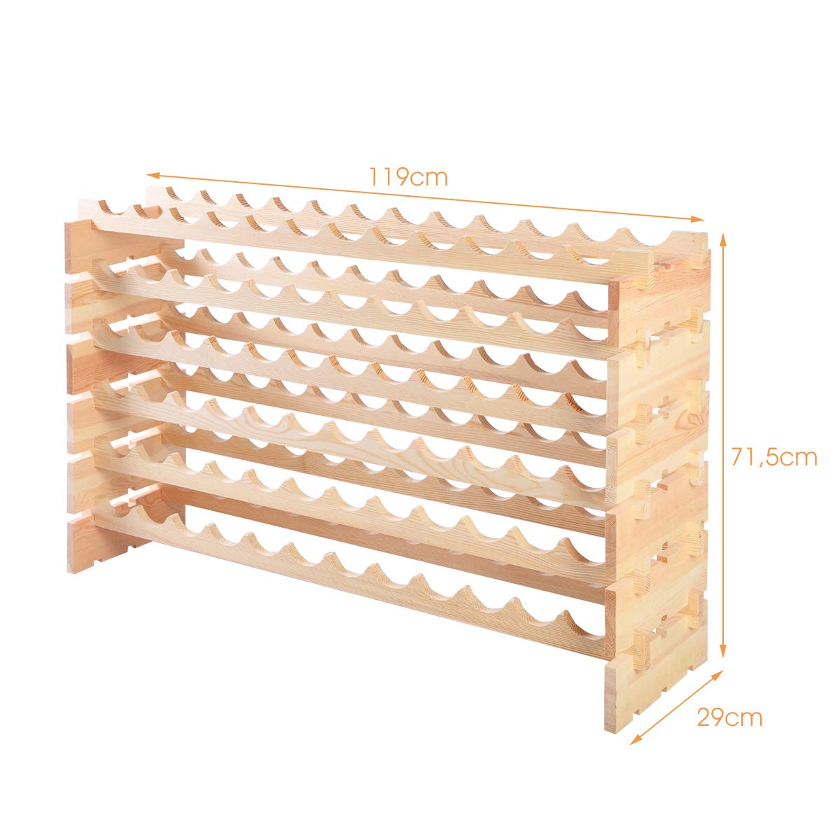 DREAMADE Cantinetta Portabottiglie in Legno Scaffale Porta Vino per 72 Bottiglie per Casa Bar Ristorante