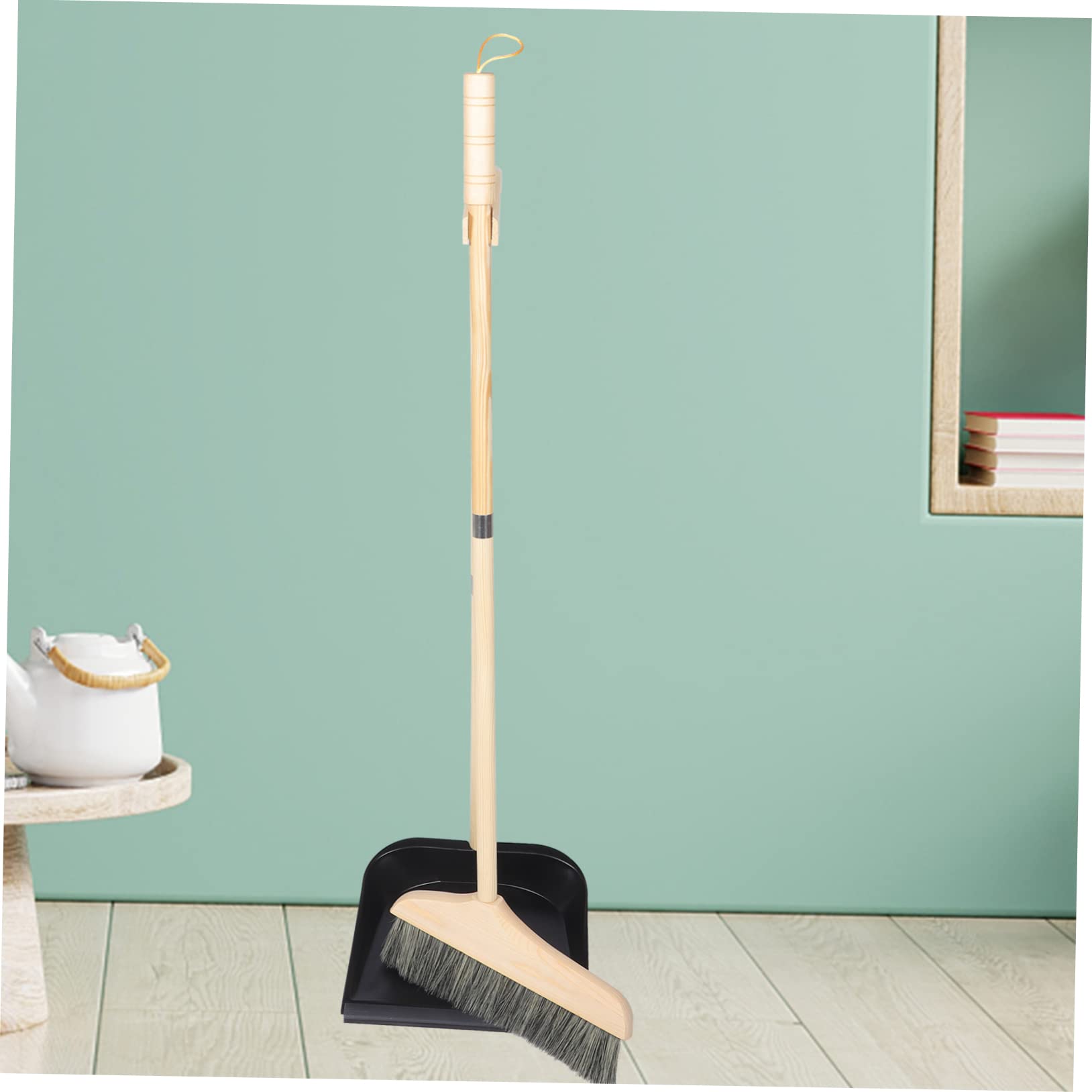 FRCOLOR Reinigungszubehör Werkstätten und Gehwege zu Bedienen Leicht für Holz Besen Kehrschaufel Satz mit Langem Griff Verschleißfest Effektives für Haushalt