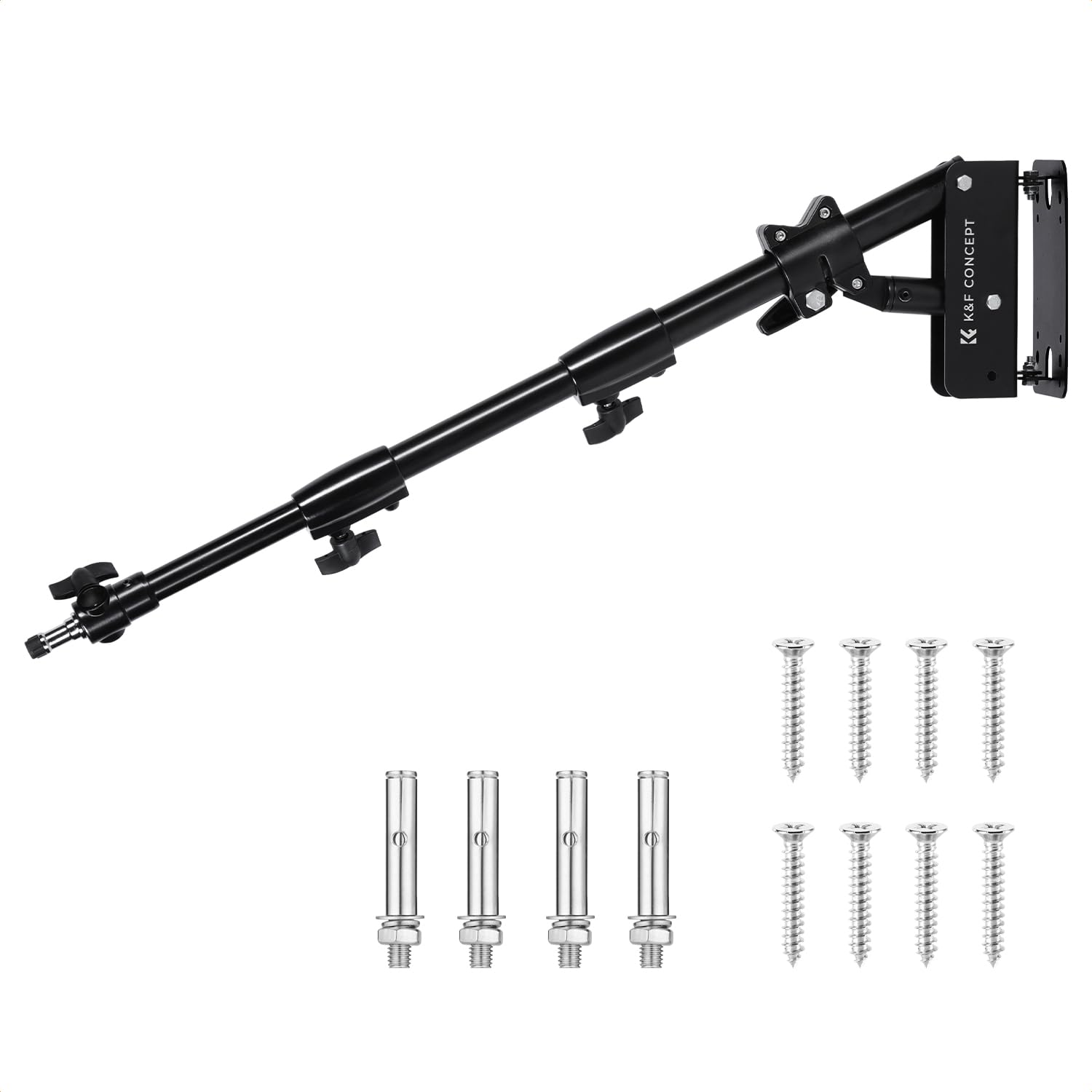 K&F CONCEPT Metal Wandmontage Dreieckiger Boom Arm, 51-100cm Verstellbar | 180° Rotation Wall Mount Galgen für Fotografie Streaming Video,mit 3/8" 1/4" Gewinde Universal Adapter,10KG Last