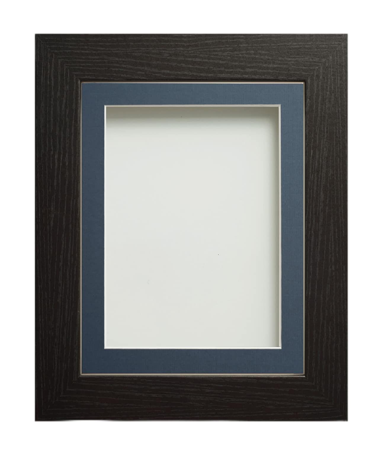 Frame Company Watson Black Picture Photo Frame fitted with Perspex, 30x20 inch with Blue Mount for image size A2