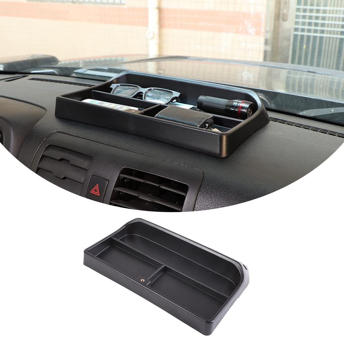 PIUGILH Fit for H3 Phone Holder Multi-Functional Phone Mount Center Console Dash Tray Dashboard Storage Box Organizer for Hummer H3 2005-2009,ABS Black