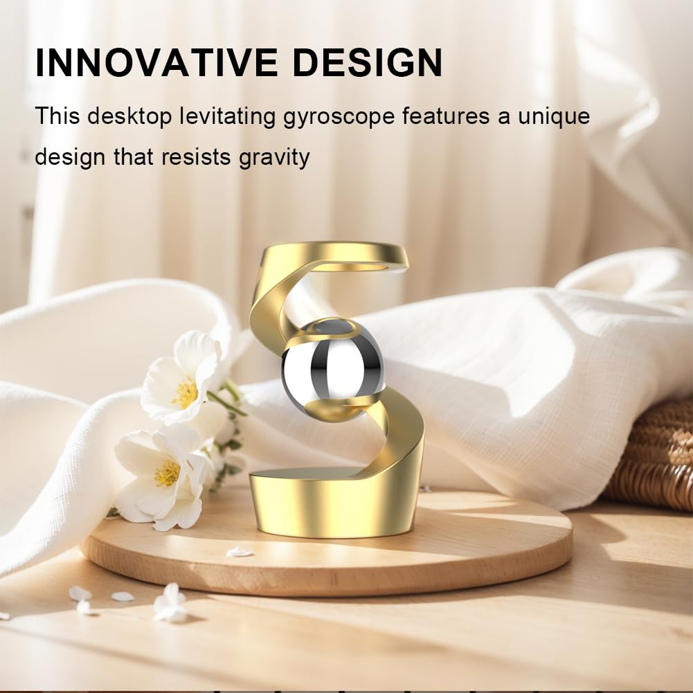 HTU Gravity Defying Kinetic Desk Toy Desktop Suspended Gyroscope Spinners Desktop Floating Gyroscope for Office Desk Decor for Adults - Image 8