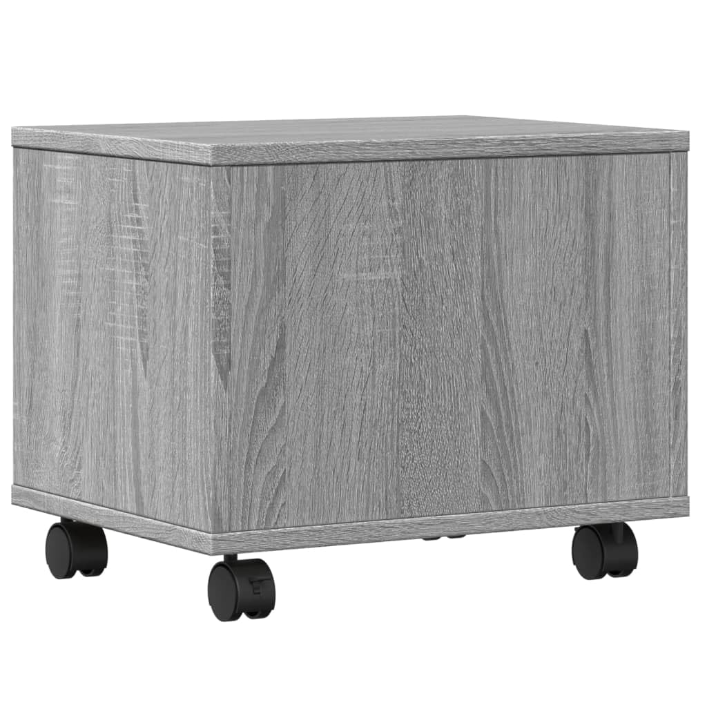 Druckertisch auf Rollen Grau Sonoma 41x32x34,5 cm, Druckerständer mit Rollen aus Holzwerkstoff, Stabiler Druckerwagen mit 2 arretierbaren multifunktionaler Organizer für Büro,