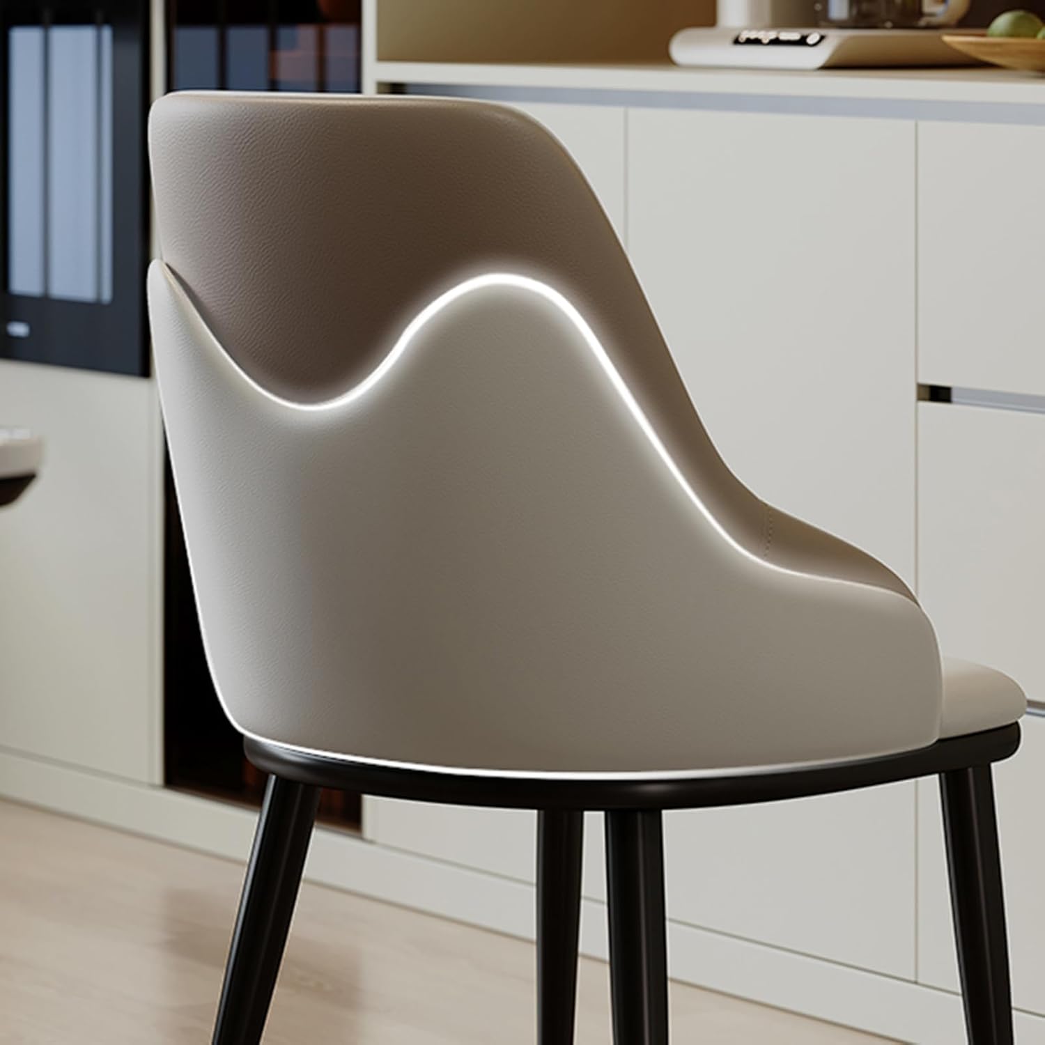 PU ライトブラウン ダイニングチェア 木製 椅子 介護チェア イス