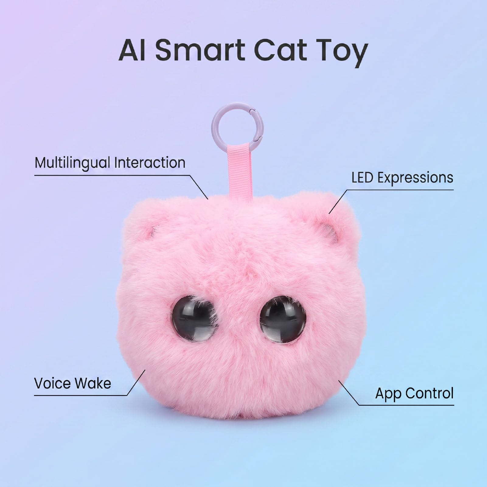 Sxhlseller Peluche AI ​​Smart Cat, Compagno Parlante Interattivo con Chat Multilingue, Gioco di Ruolo Adattivo, App per Clonazione Vocale, Robot AI per L'apprendimento Emotivo (Rosea)