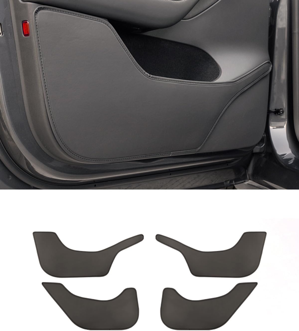 Car Door Anti Kick Pad，Model Y Leather Fabric Door Panel Protectors Compatible with Tesla Model Y Juniper 2025 Interior Accessories (Set of 4) (Model y Juniper Door Panel Protector)