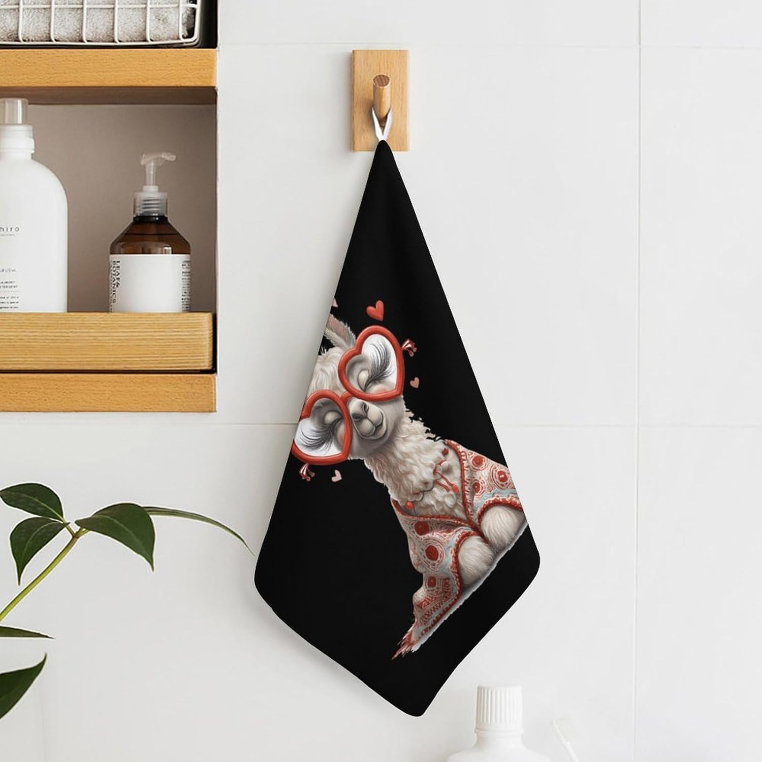 Llama Cute Microfiber Hand Towels for Bathroom Soft Absorbent Bath Kitchen Towel with Hanging Loop 4PCS