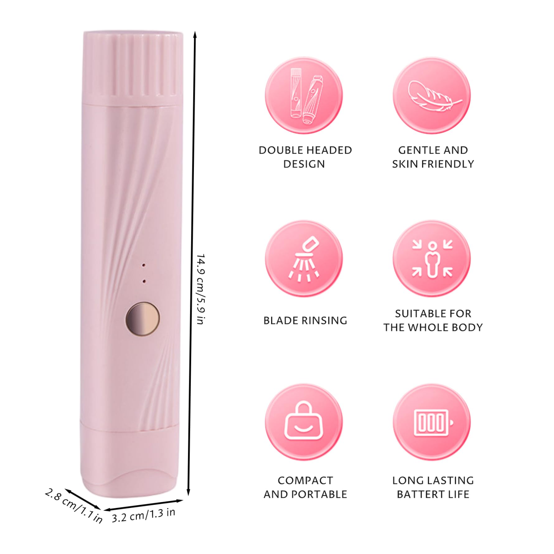Tondeuse de bikini électrique pour femme 2 en 1 pour femme - Rasoir électrique lavable à double tête - Tondeuse de bikini portable rechargeable pour jambes, bras, corps pubien