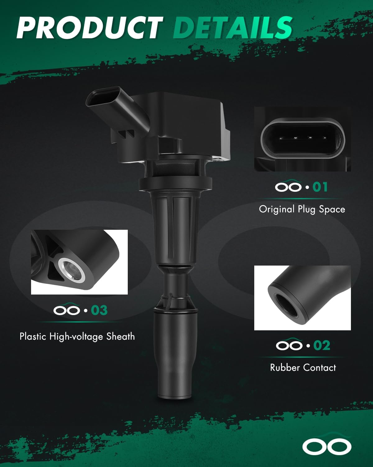 SCITOO Ignition Coils fit for kia Stinger 2.0L 2018-2019 for Sportage 2.4L/2.0L 2017-2020 for Sorento 2.4L/2.0L 2016-2020 for Optima 2.4L/2.0L 2016-2018 GN10730 4pcs Ignition Coils