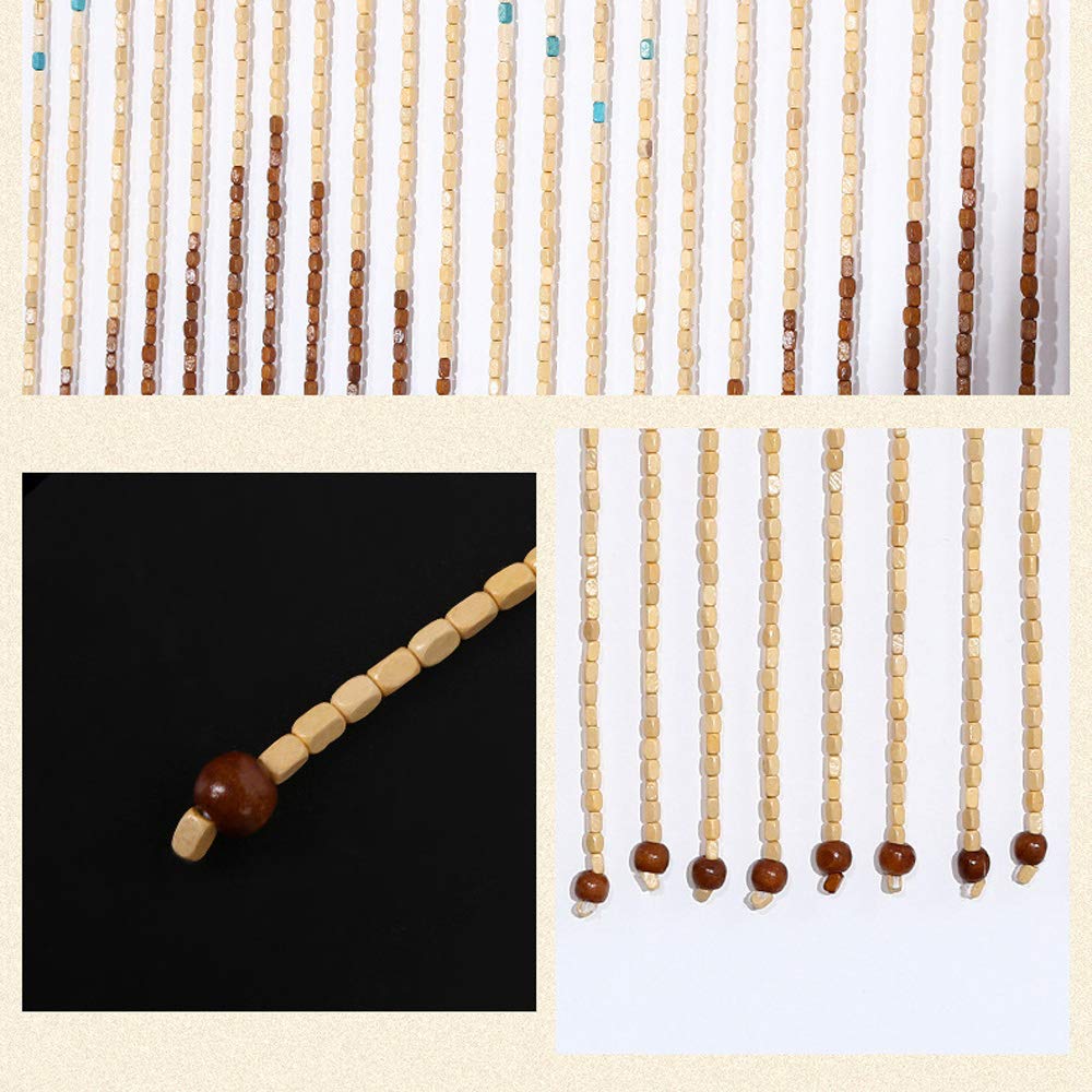 Rideau de porte en bois perles de bois - 31 lignes - 90 x 220 cm