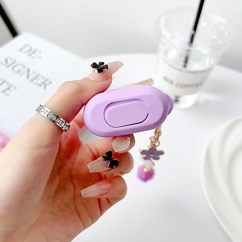 Miniatura 4 de Bonita funda morada para Airpods de 21 generación para niñas y mujeres, con llavero de flores y kit de limpieza, funda protectora de silicona suave