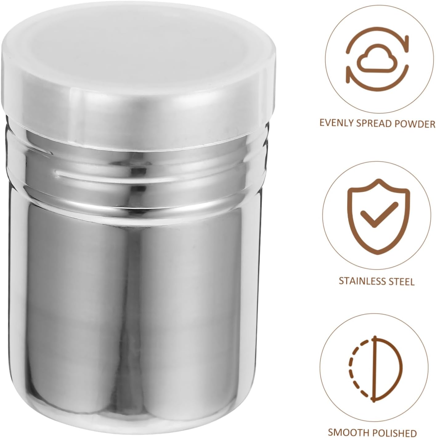 STOBAZA Portable Stainless Steel Cocoa Powder Shaker with Lid Versatile Powdered Sugar Dispenser for Baking and Coffee for Cinnamon Chocolate and Flour Sifting
