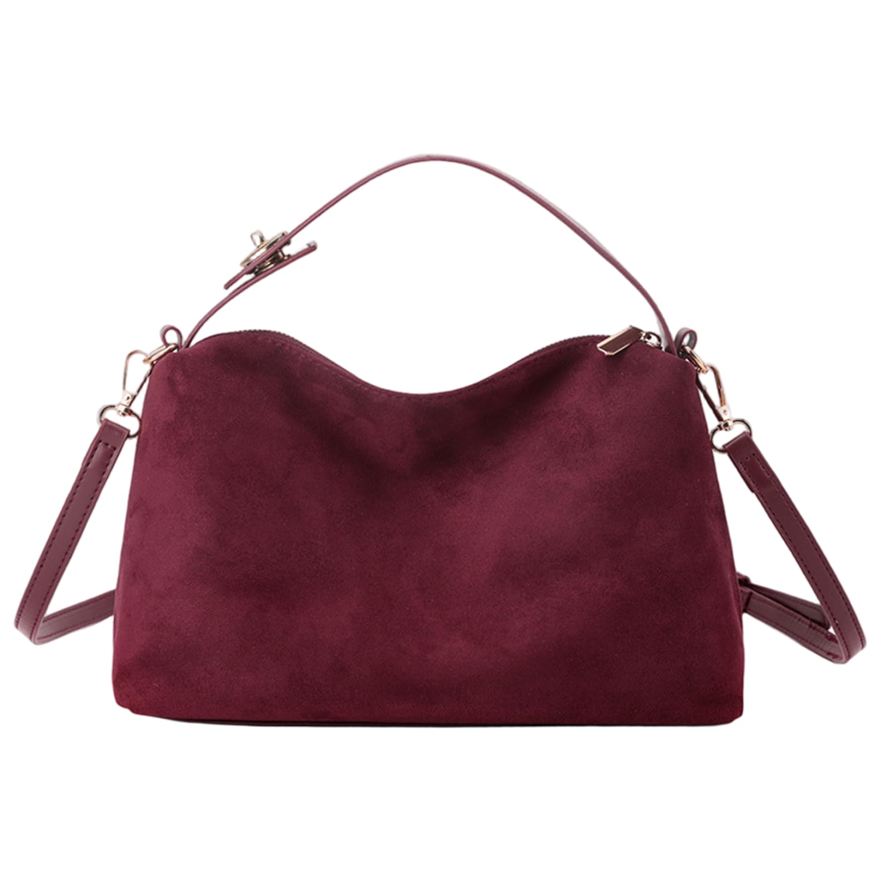 Cakeeyum Unisex Wine Red Suede Purse Vintage Burgundy Suede Crossbody Bag Soft Slouchy Shoulder Bag Handbag For Women Purse, Crossbody, Handbag, Burgundy, Slouchy Shoulder