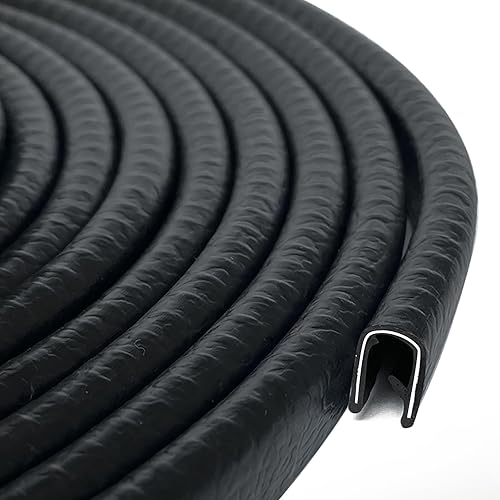 Miniatura 8 de Borde de goma negro de 26 pies, se adapta a borde de 116 pulgadas, tira de sello de goma flexible en U para superficies afiladasrugosas,