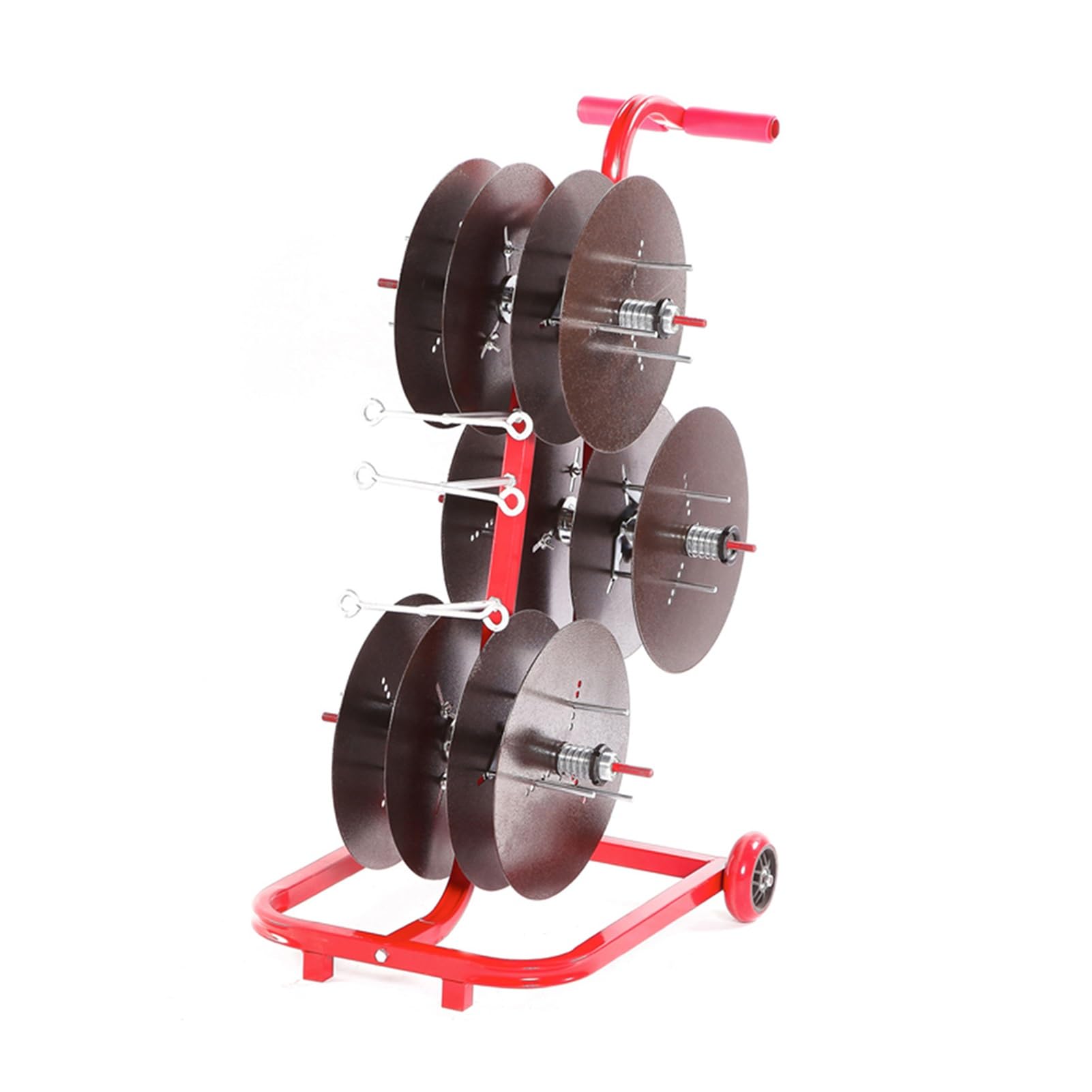 WDSOPK Wire Spool Rack with Wheel,4/6/8 Reel Cable Dispenser,Iron Electrical Wire Spool Holder Cart,for Electrical Industrial and Retail Use (6 reel)