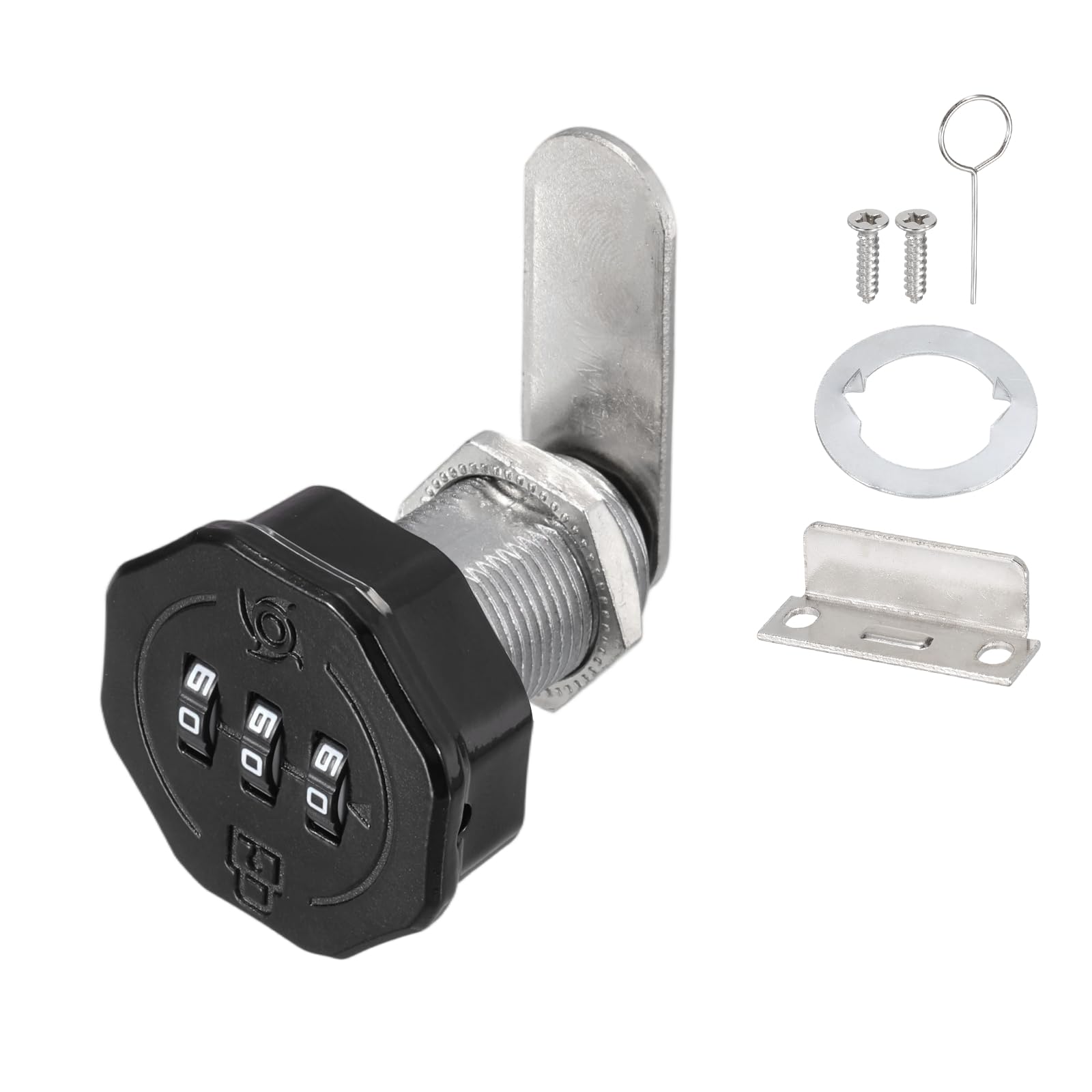 PATIKIL 1 PCS Combination Cabinet Cam Lock, 3-Digit Keyless Metal Locks with 13/16Inch Cylinder for Cabinet Drawer Doors Deposit Box Filing Mailbox, Black