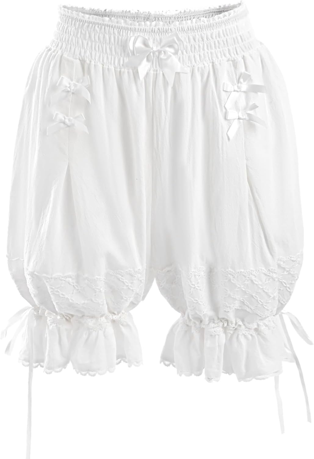 NSPSTT White Ruffle Bloomers for Women Lace Ruffle Shorts Ruffle Trim Bloomer Shorts