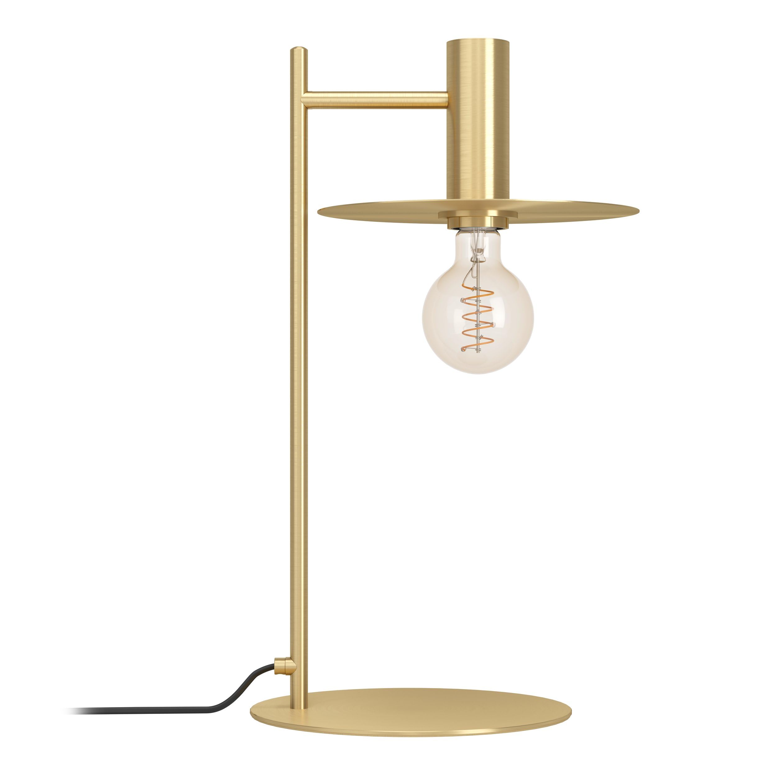 EGLO Tischlampe Escandell, elegante Nachttischlampe | Tischleuchte aus Metall in Messing-gebürstet, Tisch-Lampe für Wohnzimmer und Schlafzimmer, E27 Fassung