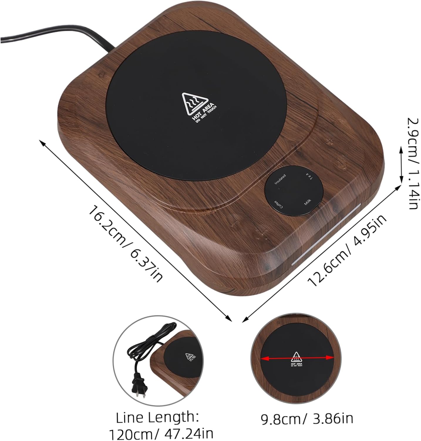 Coffee Mug Warmer Colorful Ambience Light Oversized Heating Panel Cord with Smart Temperature Control, 4 Heat Settings, Auto Shutoff, Temperature Display Suitable for Tea