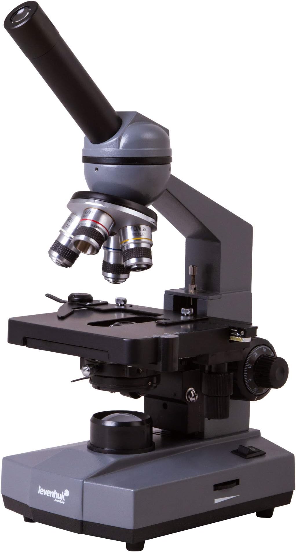 Levenhuk320 BASE Biological Monocular Microscope with Halogen Lighting and 40–1000x Magnification