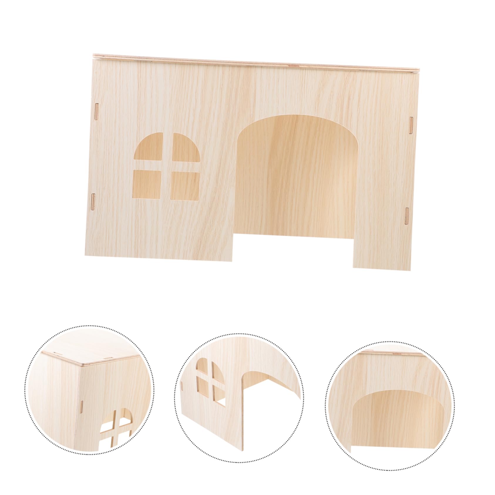 minkissy Casa de Madera Beige para Conejos y Ardillas, Nido Seguro y Cómodo para Mascotas Pequeñas, Zona de Juegos y Escondite Natural para Roedores