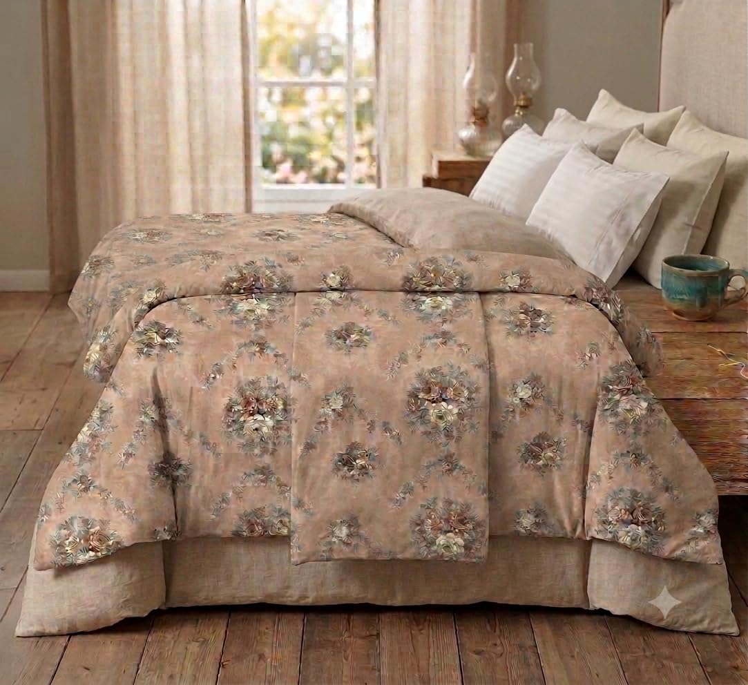 Trendy Golden Nice Soft Glace Cotton Floral Luxury Double Bed Razai/Duvet Cover || Blanket/Comforter Cover with Zipper Closure, 90" x 100 ", Green Multicolor, 1 Pc-picture-29