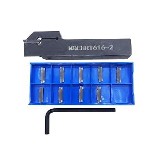 Grooving Cut-Off Tool Holder MGEHR1616-2 with 10pcs MGMN200 Indexable Carbide Grooving Inserts,2mm Width Carbide Inserts for Steel MGMN200 with 5/8 Tool Holder