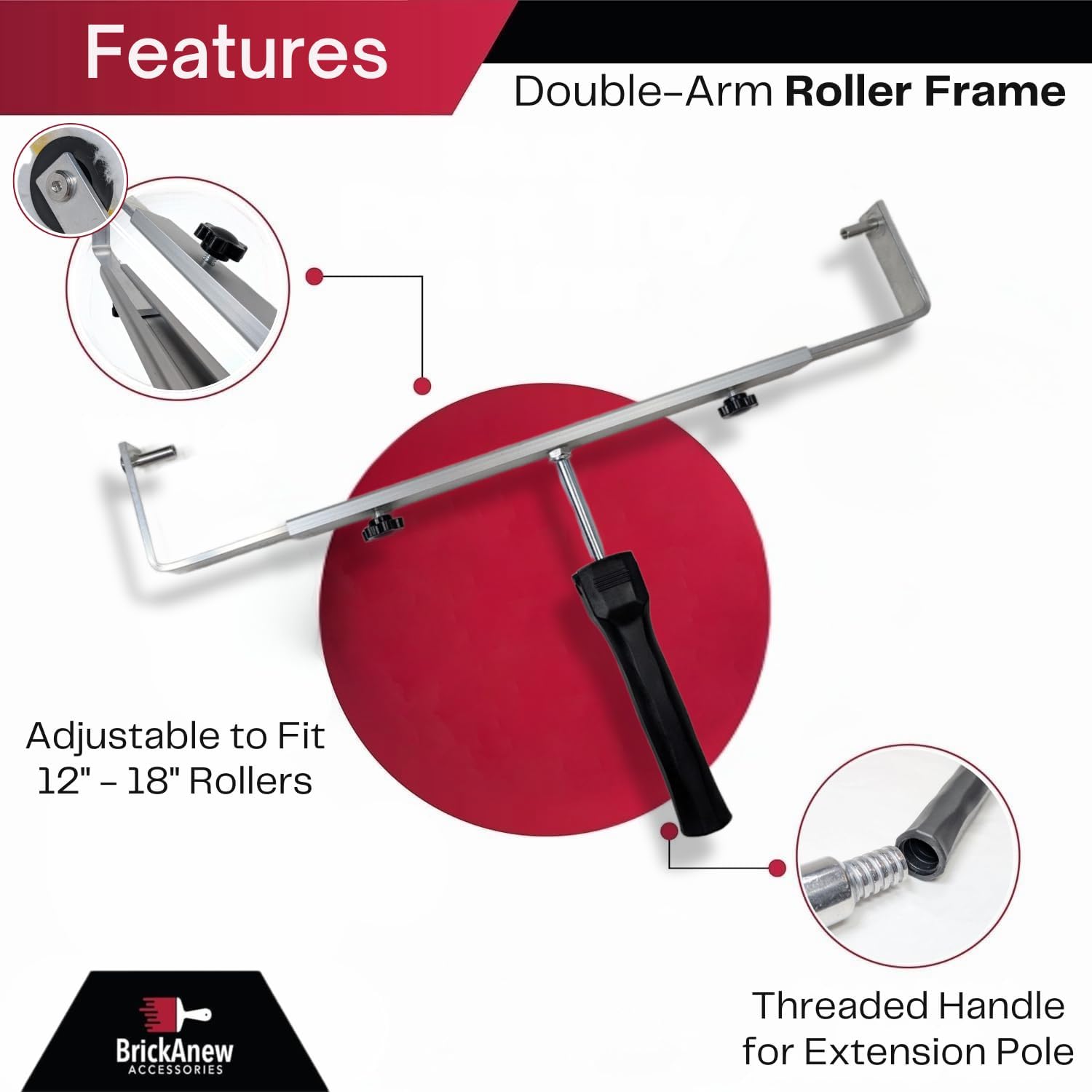 18" Paint Roller Kit with Extension Pole - Includes 3ft Adjustable Telescopic Pole, 12"-18" Adjustable Roller Frame, (4) 18" Roller Covers | Interior & Exterior Paint Supplies