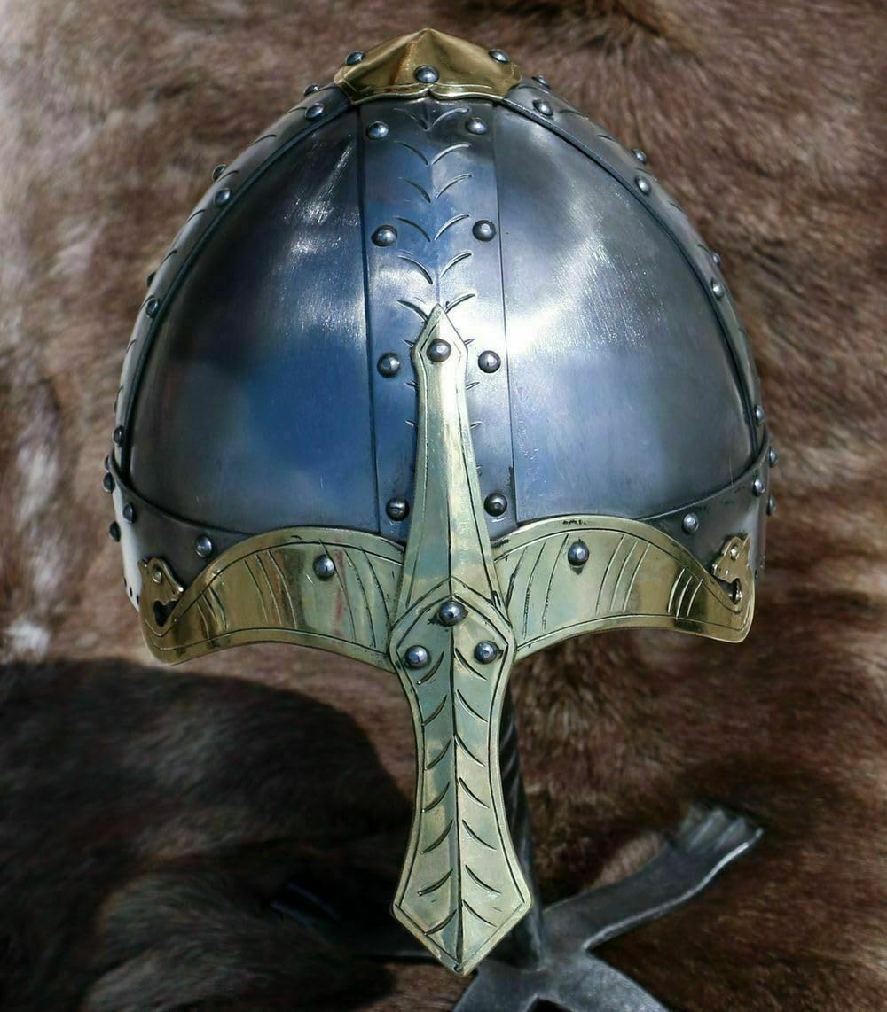 MEDIEVAL VIKING NORMAN NoSAL HELMET BRASS DELUXE BATTLE READY VIKING HELMET