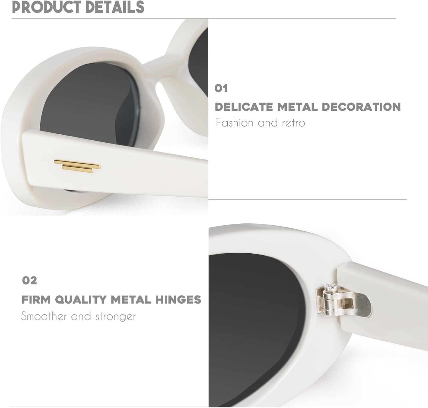 mosanana Retro Tiny Oval Sunglasses for Women with Small Face Narrow Style MS52360 - Image 5