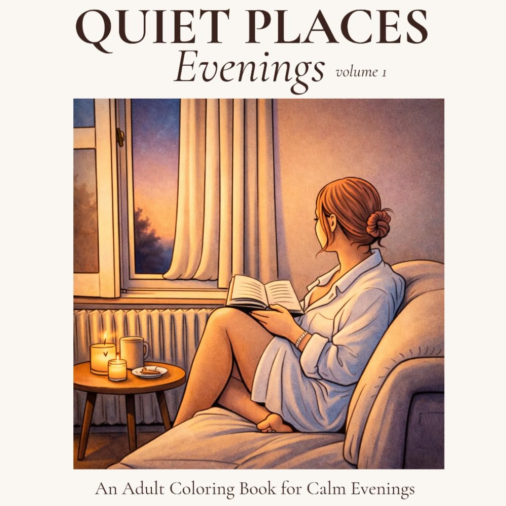 Quiet Places: Evenings: An Adult Coloring Book for Stress Relief, Calm, and Unwinding at Night