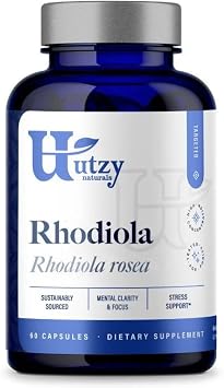 Utzy Naturals Rhodiola | Natural Adaptogen | Supports Mood and Nervous System Health | 60 Capsules