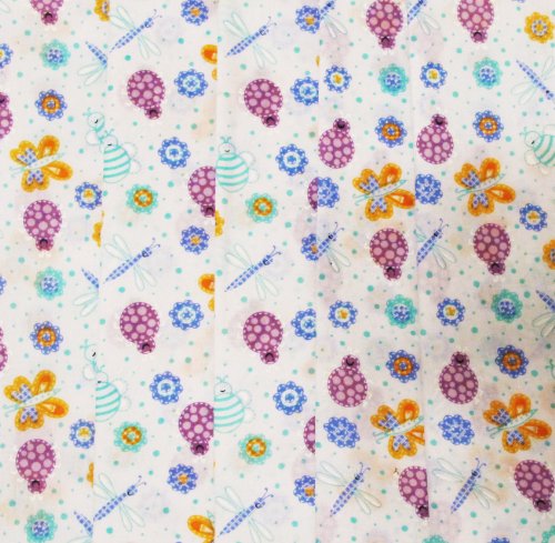 5 FAT QUARTERS Fabric ~ BUTTERFLY, DRAGONFLY ~ Quilt ~ Crafts ~ Sewing