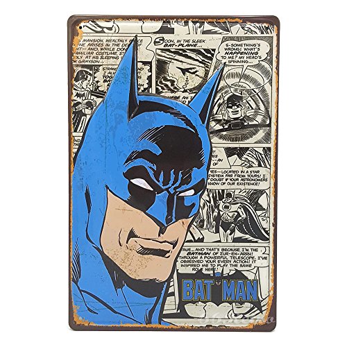66Retro Placa decorativa de pared, diseño de Batman The Comic, retro en relieve de metal
