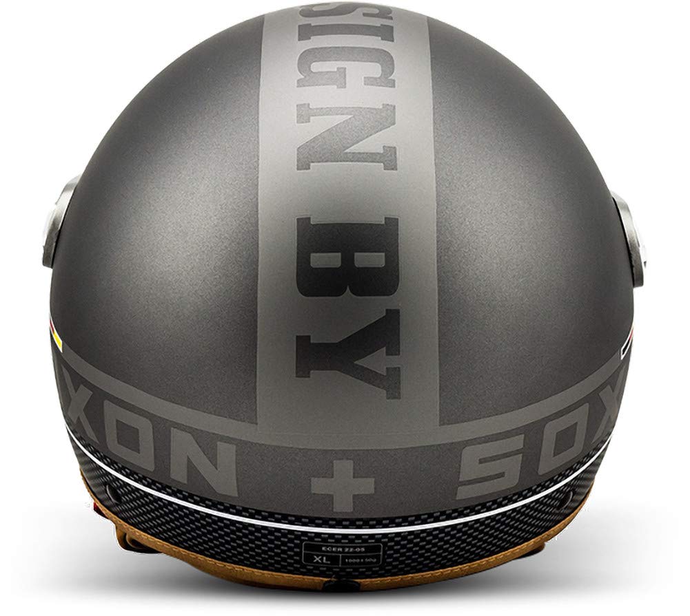 Soxon® SP-325 Plus „Black“ · Jet-Helm · Motorrad-Helm Roller-Helm Scooter-Helm Moped Mofa-Helm Chopper Retro Vespa Vintage Pilot Biker Damen · ECE 22.05 Visier Schnellverschluss Tasche XS–XL (53-62cm)