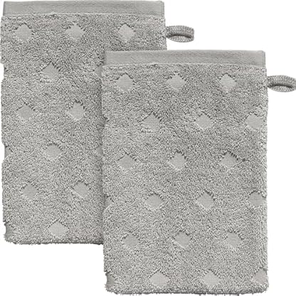 Erwin Müller Walk-Frottier Waschhandschuh 2er-Pack Baden Baden hellgrau Größe 15x21 cm - extra saugstark, schnell trocknend, samtweich