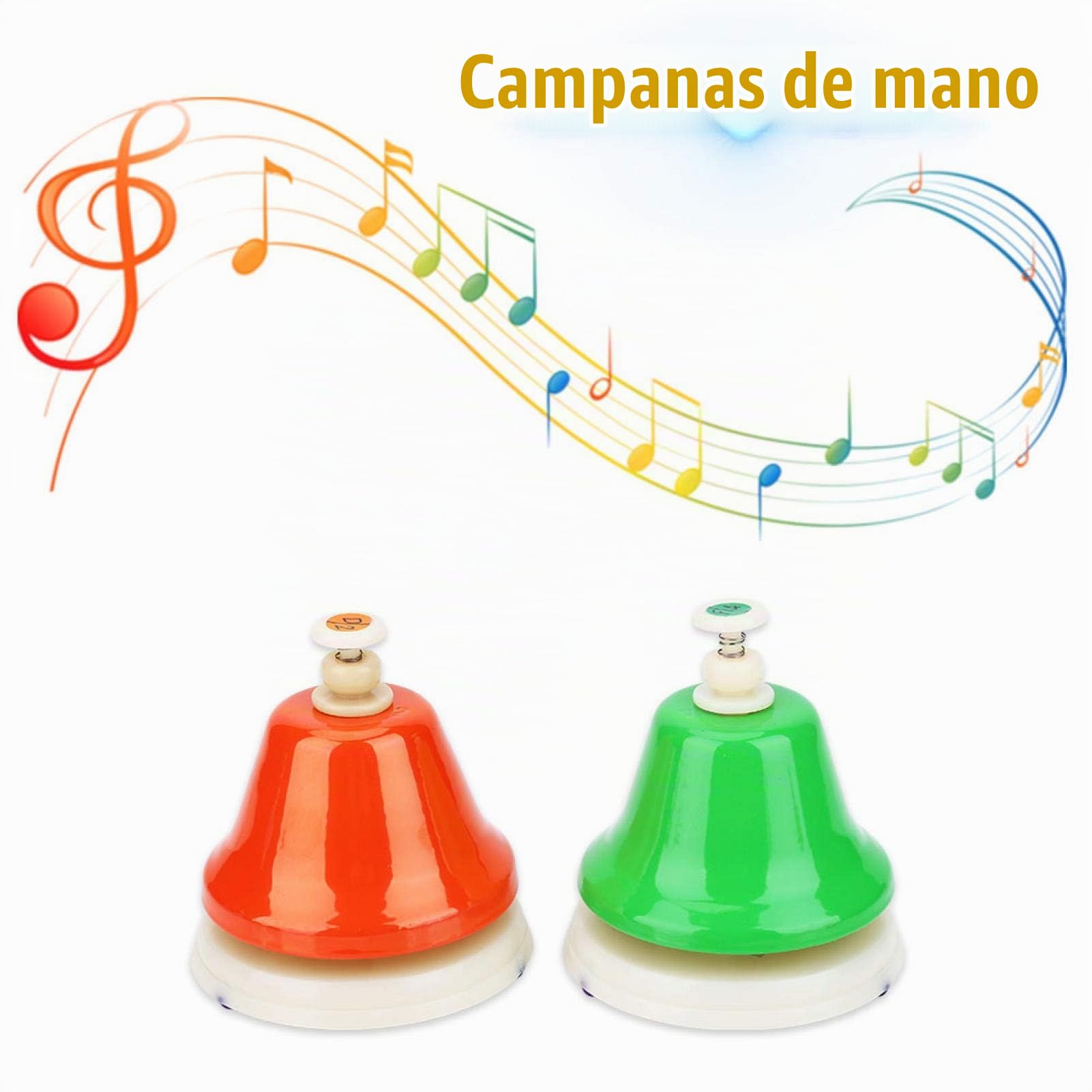 Handbells Juego De Campanas De Mano Coloridas Diatónicas De 8 Notas Instrumento Musical Instrumento De Percusión Colorido para Actividades Familiares Boda Escolar