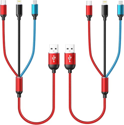 Vista 42 de Cargadores para múltiples dispositivos, cable de carga múltiple 3 en 1, cable de carga rápida múltiple de nailon trenzado, adaptador de cable USB