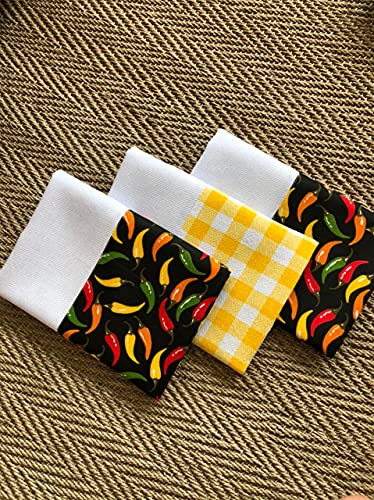 Pano de Prato Sacaria Premium Pimentinhas kit c/ 3 unidades.