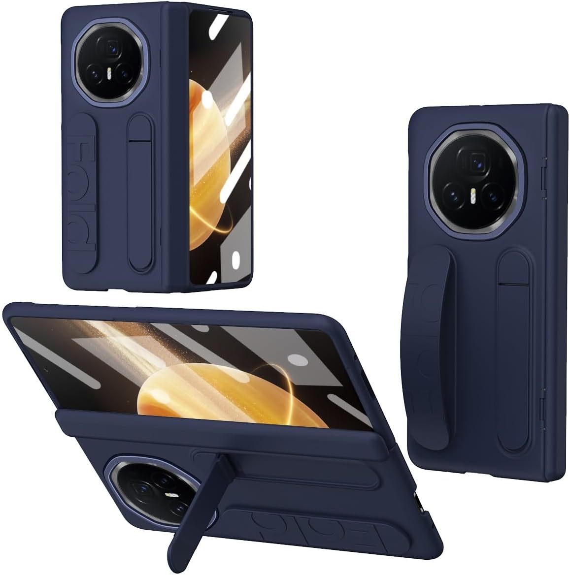 Protective Phone Case Kickstand Case Compatible with Huawei Honor Magic V3,[Built-in Screen Protector & Wrist Strap] Military-Grade Protection Cover Shookproof Phone Case for Huawei Honor Magic V3 Ful