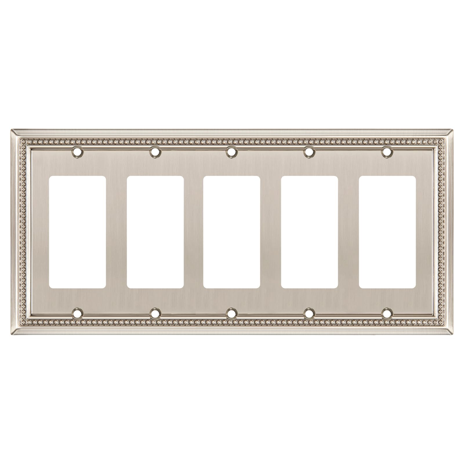 Henne Bery Sunken Pearls Heavy Duty Decorative Wall Plate Switch Plate Outlet Cover (5-Gang Decorator, Satin Nickel)